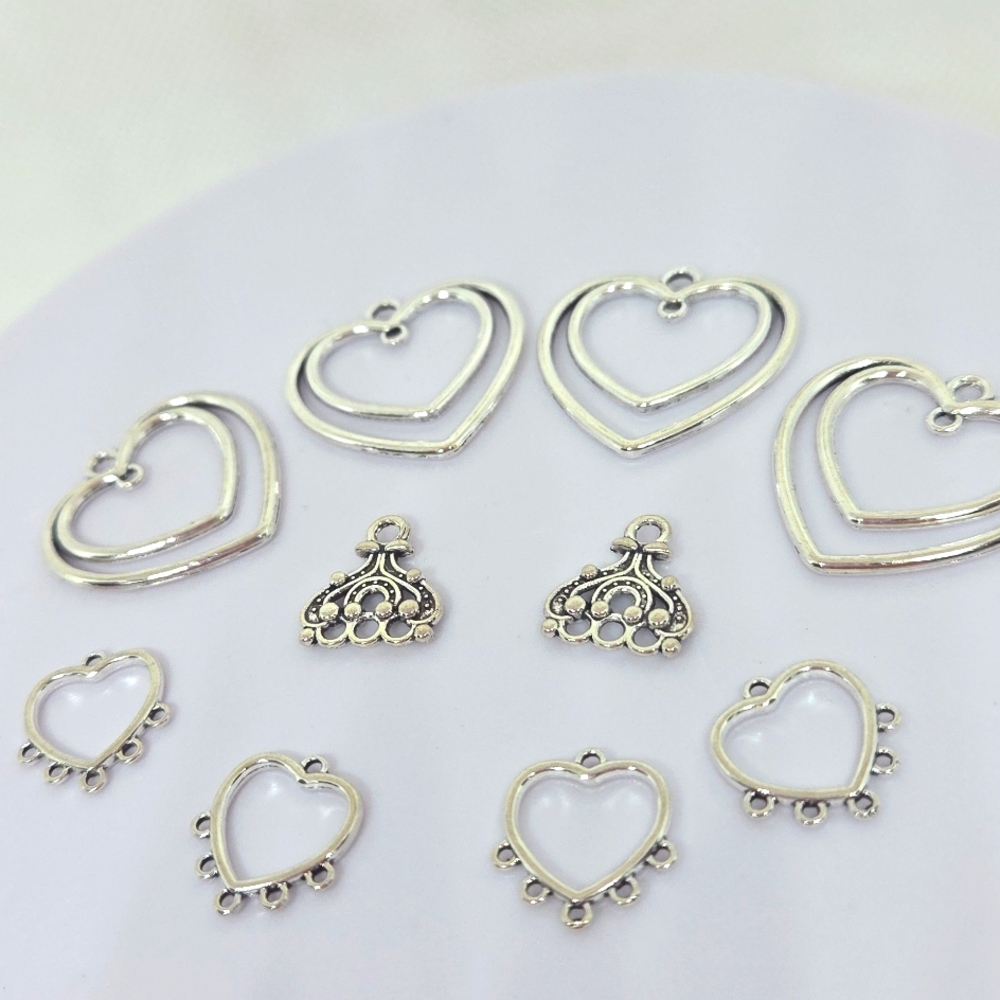 Earring Chandilers in Silver Alloy. 5 pairs.